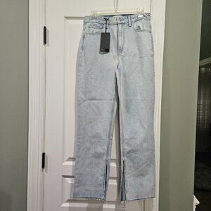 Paige Stella Women's Size‎ 28 Gianna Blue Straight Leg Split Hem Jeans NWT